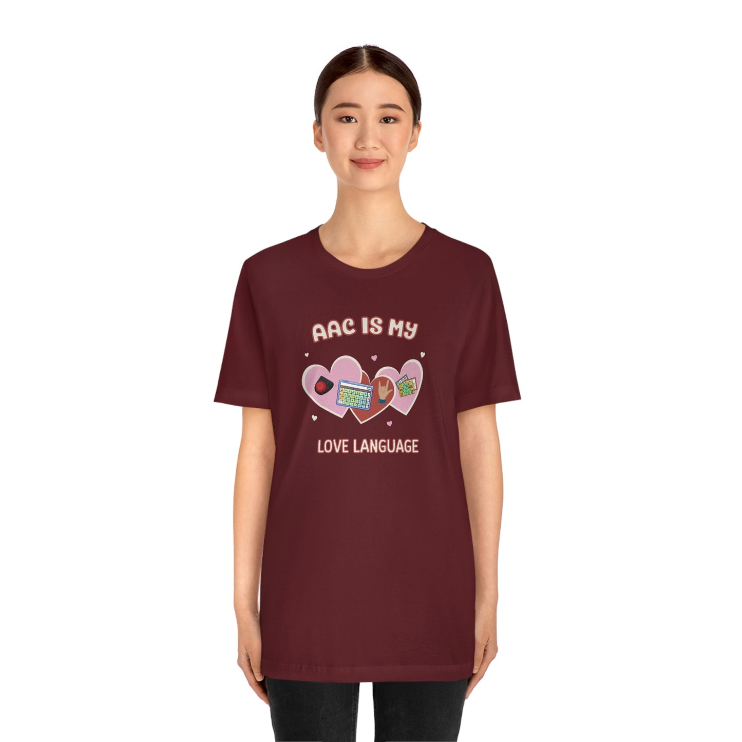 Valentine's Day AAC is My Love Language Tee Shirt for the SLP, SLPA, Educator, and Communication Champion