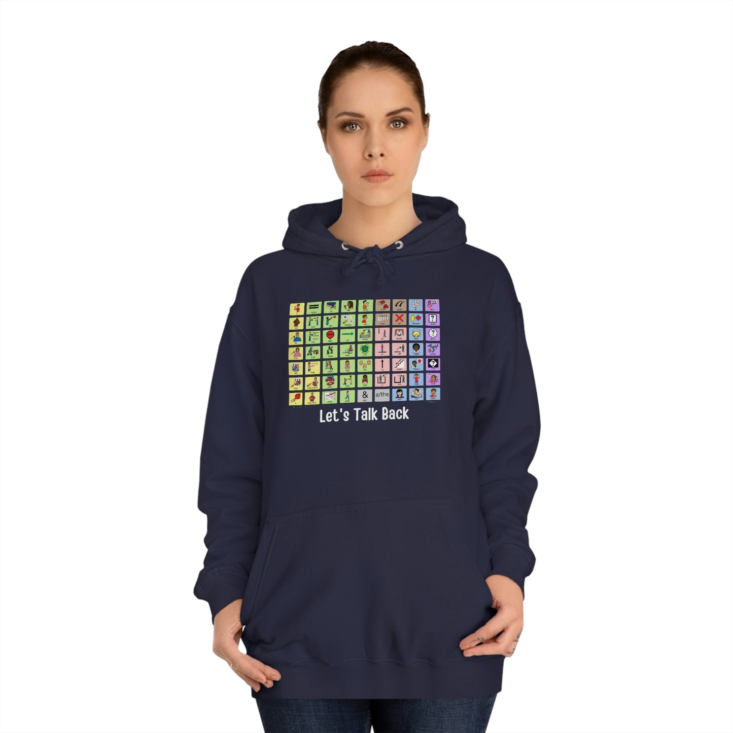 Talk Back with AAC a Unisex College Hoodie