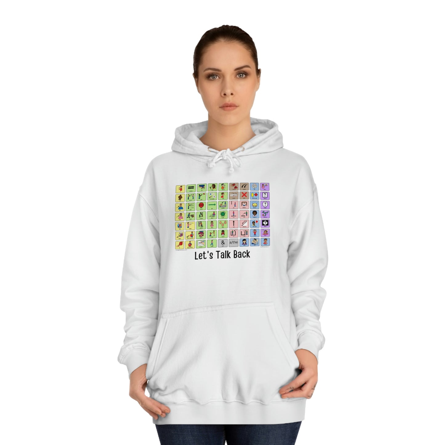 Talk Back with AAC a Unisex College Hoodie