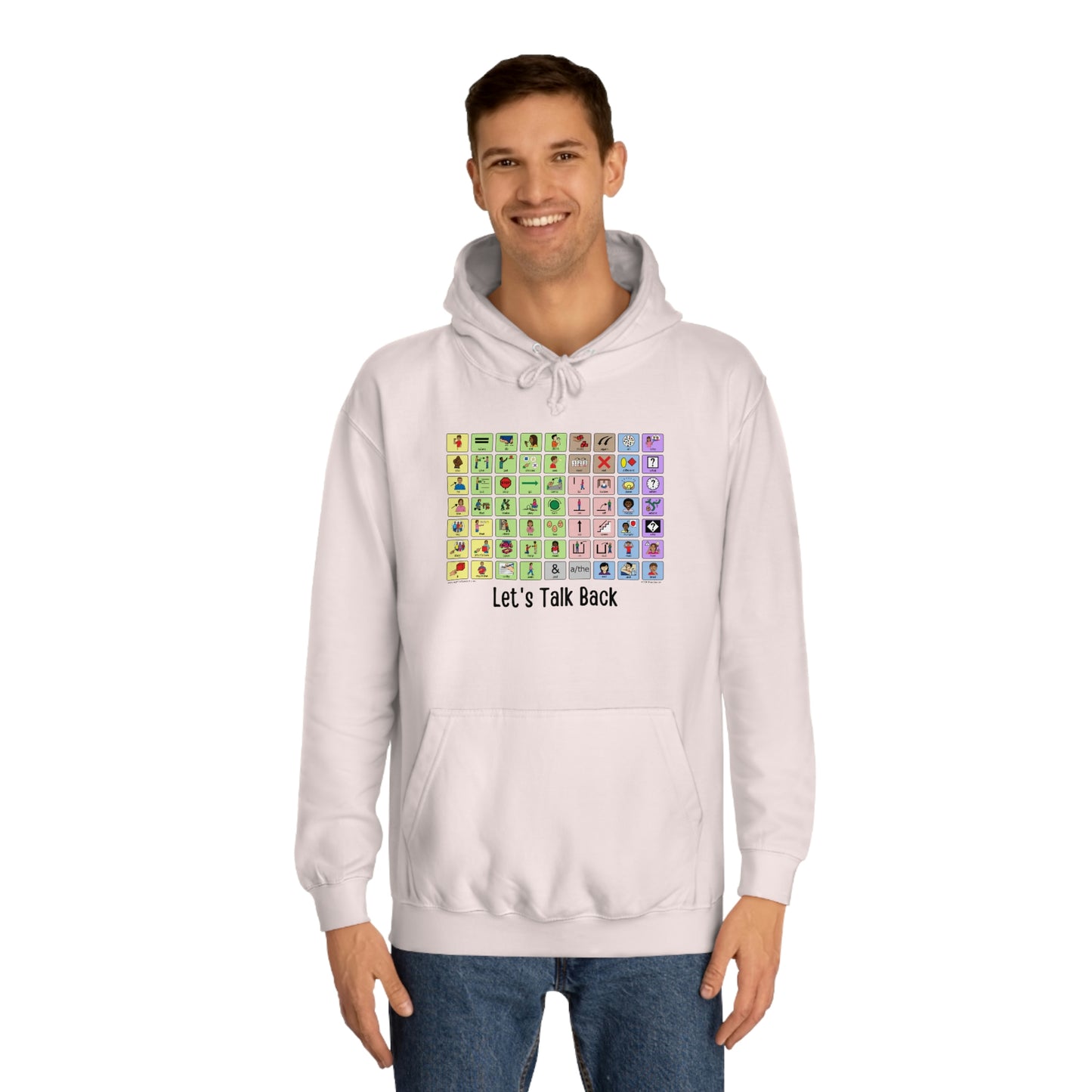 Talk Back with AAC a Unisex College Hoodie