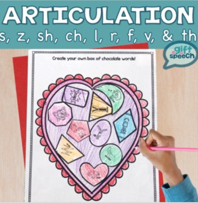 Valentine's Day Articulation NO PREP Later Developing Sounds Print and go