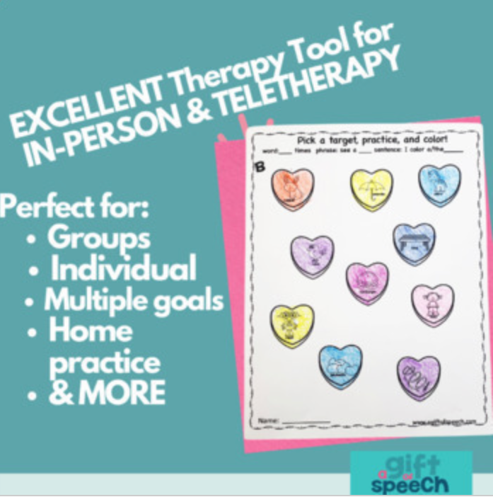 Valentine's Day Articulation NO PREP Early Developing Sounds worksheets & crafts