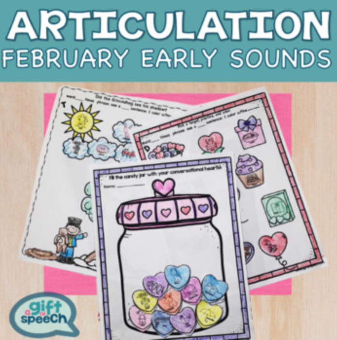 Valentine's Day Articulation NO PREP Early Developing Sounds worksheets & crafts