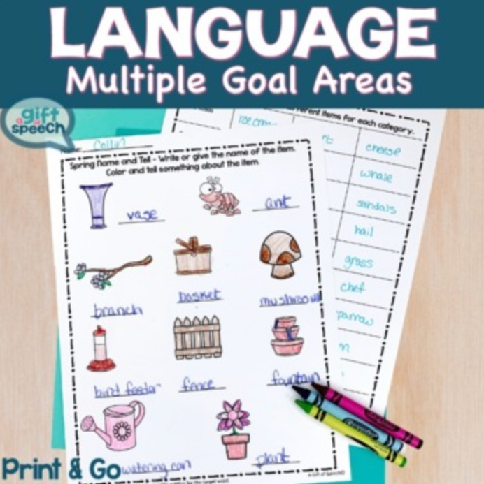 Spring NO PREP Language Activities, Crafts, & worksheets just PRINT & GO