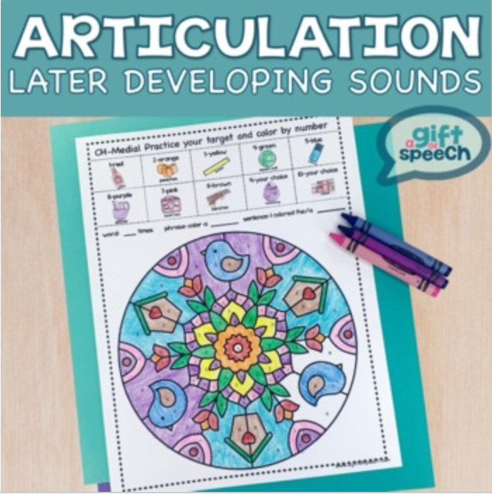 Spring NO PREP Articulation Color by Number Later Developing Sounds