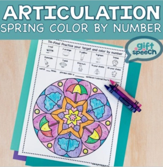 Spring NO PREP Articulation Color by Number Later Developing Sounds