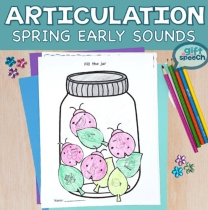Spring Articulation NO PREP for Early Developing Sounds & Multisyllabic Words