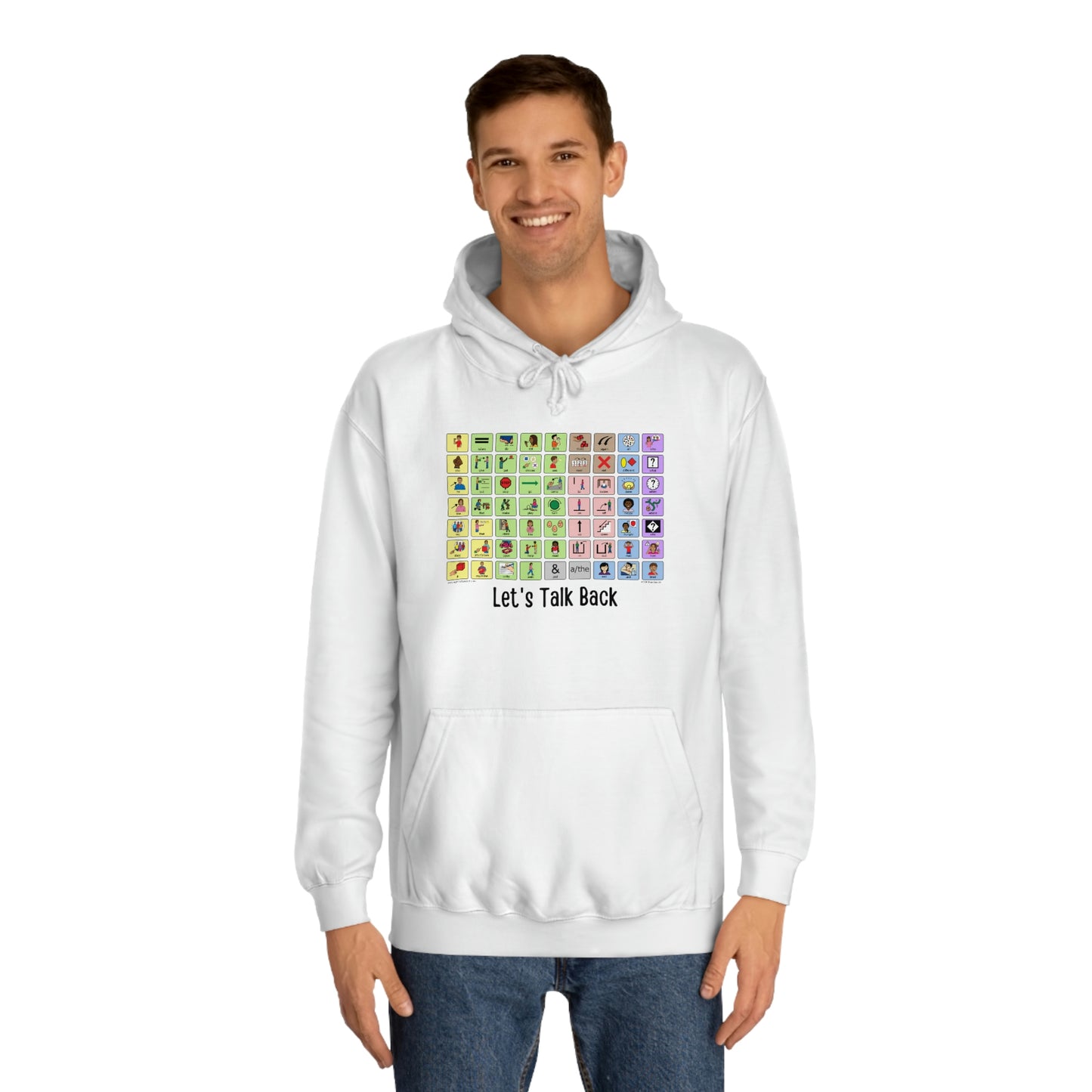 Talk Back with AAC a Unisex College Hoodie