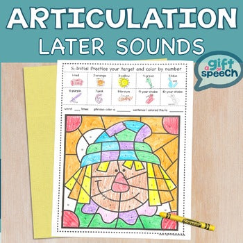Fall Articulation Color by Number a NO PREP Activity for Later Developing Sounds