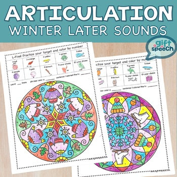 Winter NO PREP Color by Number Articulation Activity for Later Developing Sounds
