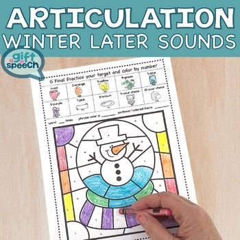 Winter NO PREP Color by Number Articulation Activity for Later Developing Sounds