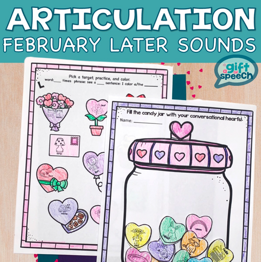 Valentine's Day Articulation NO PREP Later Developing Sounds Print and go
