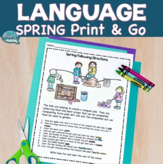 Spring NO PREP Language Activities, Crafts, & worksheets just PRINT & GO
