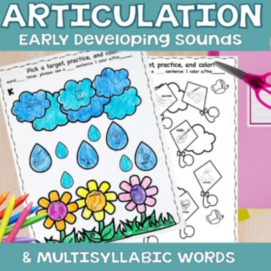 Spring Articulation NO PREP for Early Developing Sounds & Multisyllabic Words