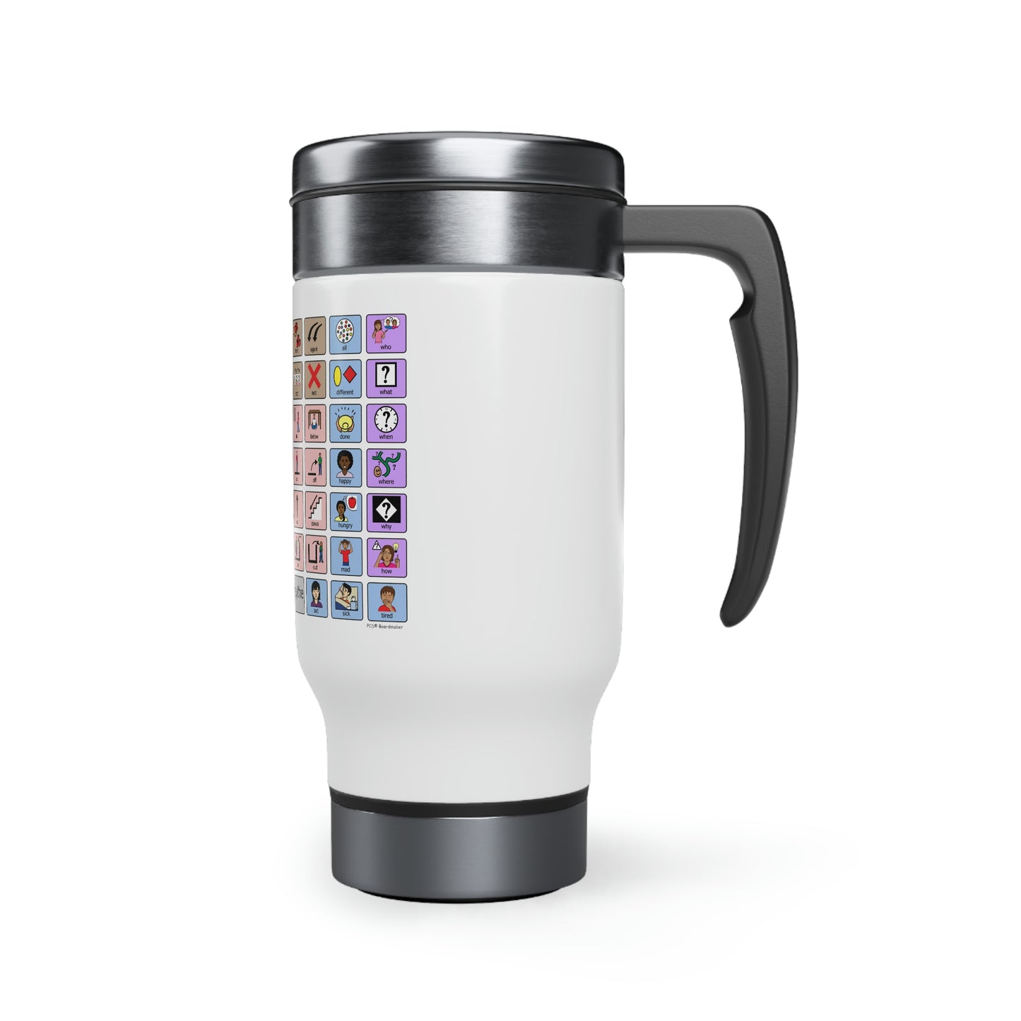 Talk Back with AAC Stainless Steel Travel Mug with Handle, 14oz