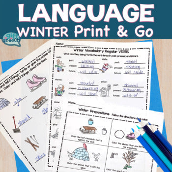 Winter Language activities no prep worksheets for speech therapy