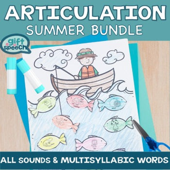 Summer Articulation NO PREP for ALL sounds worksheets and crafts
