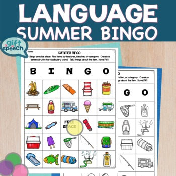 Summer Bingo NO PREP Language and Vocabulary Activity