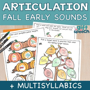 Fall Articulation NO PREP Earlier Developing Sounds & Multisyllabic Words