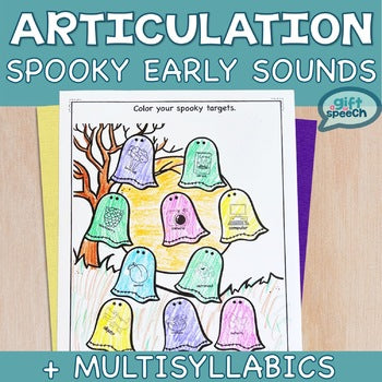Halloween NO PREP Articulation for Early Developing Sounds & Multisyllabic Words
